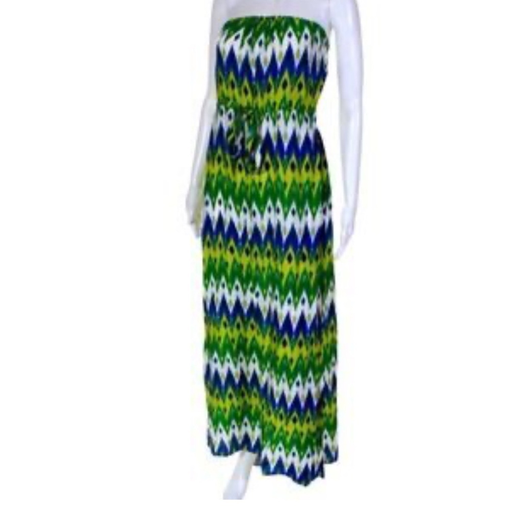 Vince Camuto strapless multi-color chevron print maxi dress size small - Picture 3 of 9